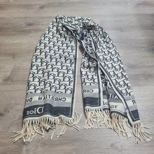 DIOR Oblique Black & White Cashmere Scarf